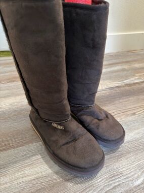 Skechers Women's Dark Brown Suede Tall Winter Boots